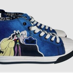Disney Blue White Women’s Sneakers with Villain Graphic